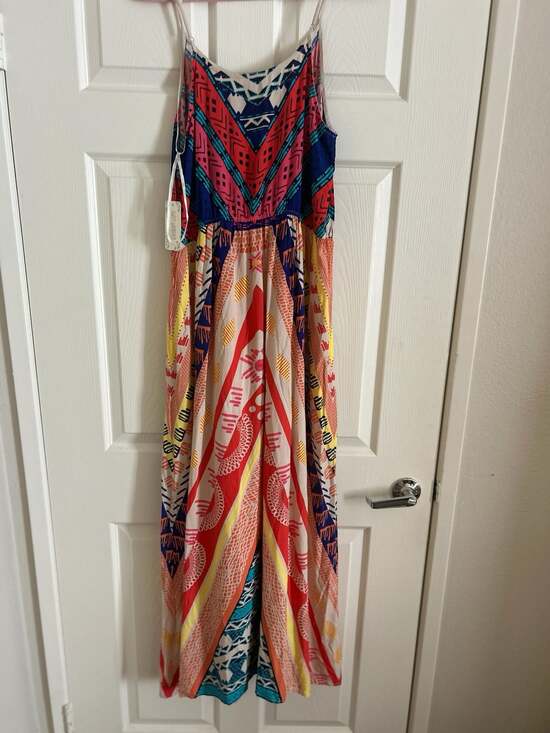 Sweet Wanderer Tribal Print Geometric Boho Maxi Dress - Picture 4 of 5